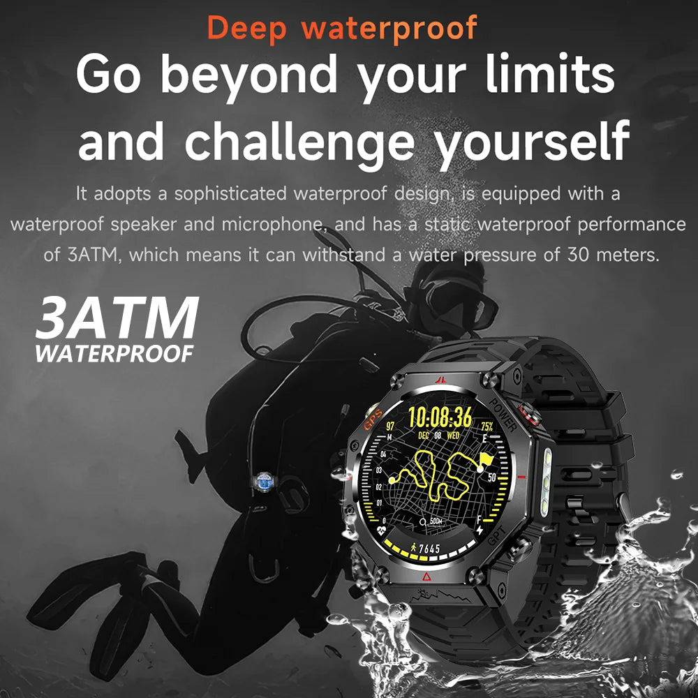 Military Smart Watch T-Rex 3 Bulit-in GPS Compass Altimeter Barometric IP69K Waterproof Watches AMOLED Bluetooth Call Smartwatch