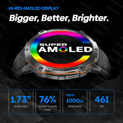 GUHUAVMI TANK X3 ULTRA 2 Smartwatch 1.73" AMOLED Screen 5ATM&IP69K Durable 1000mAh Battery GPS Sports Fitness Track Smart Watch