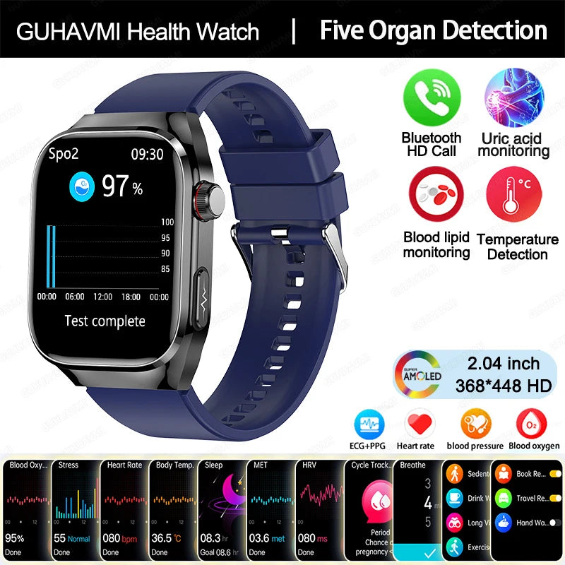 New Micro Physical Examination Five Organ Health Smartwatch Blood Pressure Uric Acid Body Fat Watches Bluetooth Call Smart Watch