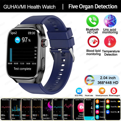 New Micro Physical Examination Five Organ Health Smartwatch Blood Pressure Uric Acid Body Fat Watches Bluetooth Call Smart Watch