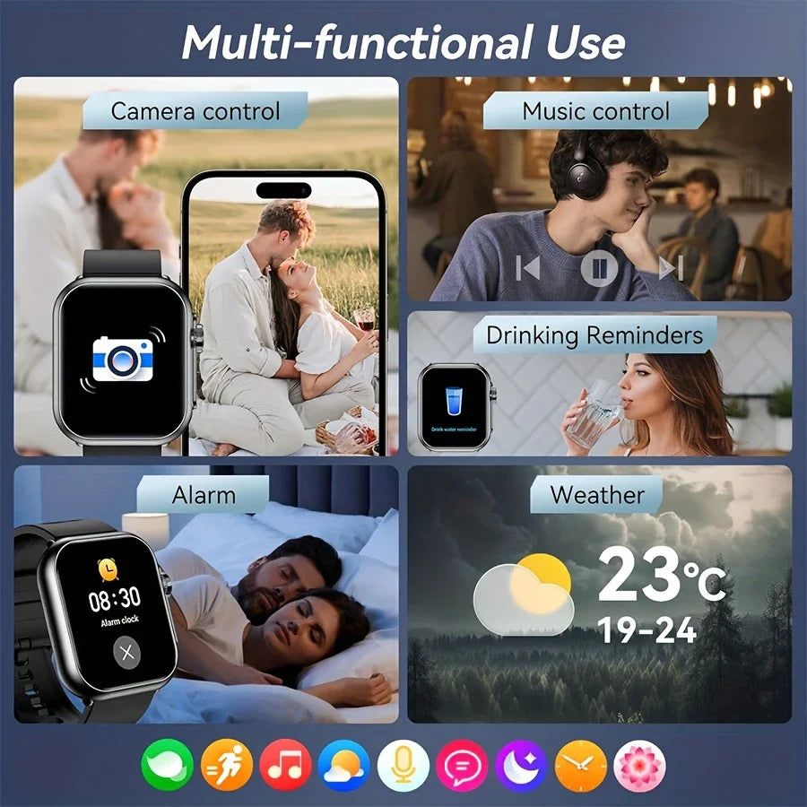 1000mAh Battery Smart Watch Women 1.83" HD Display Bluetooth Call IP68 Waterproof Fitness Tracker Heart Rate Smartwatch Men