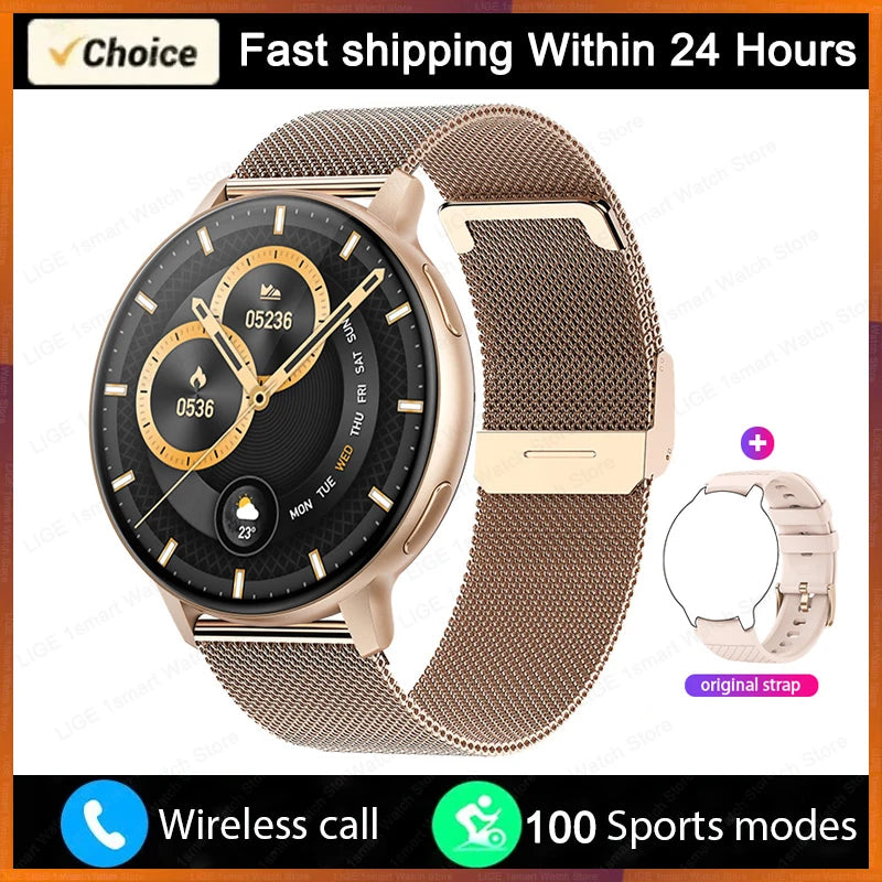 LIGE Bluetooth Call Smart Watch Women Custom Dial Steel Watches Men Sports Fitness Tracker Heart Rate Smartwatch For Android IOS