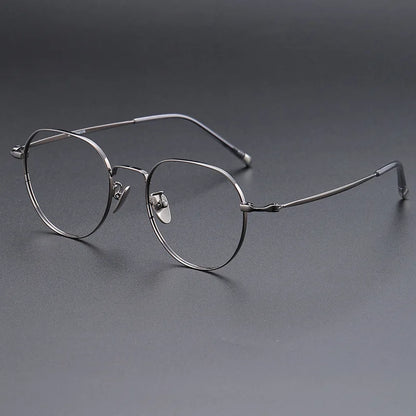 FIRADA Fashionable Comfortable Glasses Luxurious Round Titanium Eyewear Prescription Eyeglasses Frames For Men Women 118001-C