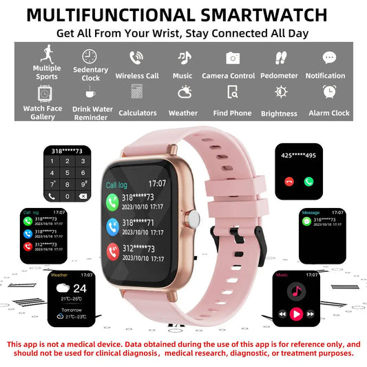 1.83" Women Men Sports Smart Watch With Calling MessagE Anser Sleep Monitoring Pedometer Smartbands Fitness for iPhone Android