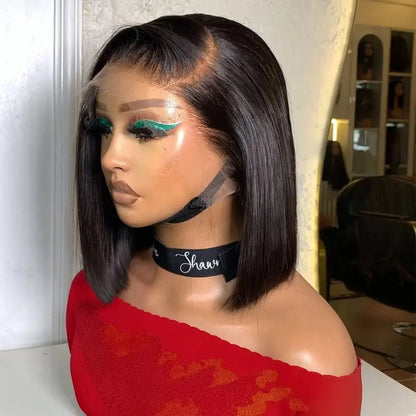 13X4 Straight Bob Wig 200% Density Lace Frontal Wigs Brazilian Pre Plucked With Baby Hair 4x4 For Women Bob Human Hair Wigs #1B