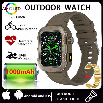 Three Defense Military Men's Smart Watch lP68 Waterproof Outdoor Sports Large Screen Bluetooth Call Smartwatch For Android IOS