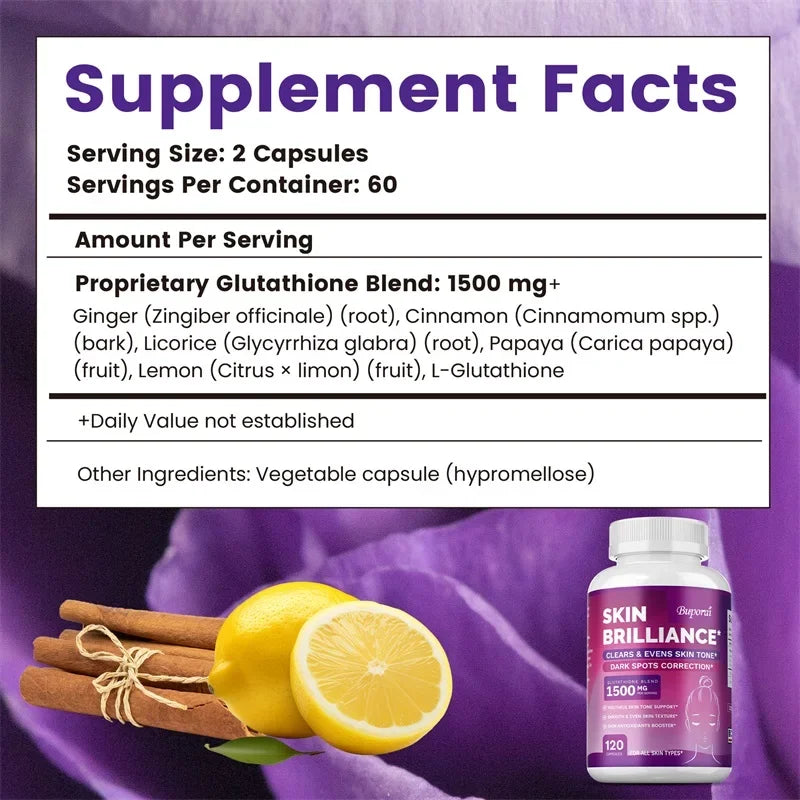 Glutathione Capsules - Beautiful Skin, Antioxidant Supplements, Healthy Skincare, Hair, Nails, Immune Support