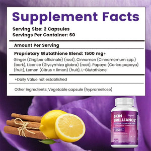 Glutathione Capsules - Beautiful Skin, Antioxidant Supplements, Healthy Skincare, Hair, Nails, Immune Support