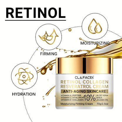 CLAFACES Retinol Cream | Contains 5% Arbutin + Hyaluronic Acid Gold Combination | Super Anti-Aging Cream | Hydrating