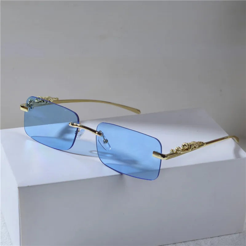 Retro Leopard Head Metal Sunglasses Frameless Sun Glasses Men's And Women's Small Frame Classic Sun Shading Fashion Glasses