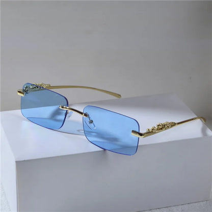 Retro Leopard Head Metal Sunglasses Frameless Sun Glasses Men's And Women's Small Frame Classic Sun Shading Fashion Glasses