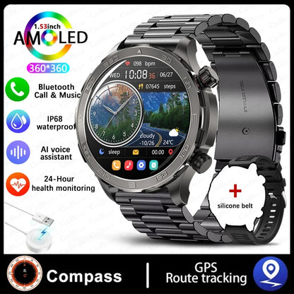ChiBear Bluetooth Call Smart Watch Men For Huawei AMOLED HD Large Screen Heart Rate NFC IP68 Waterproof GPS Sports Smart Watch