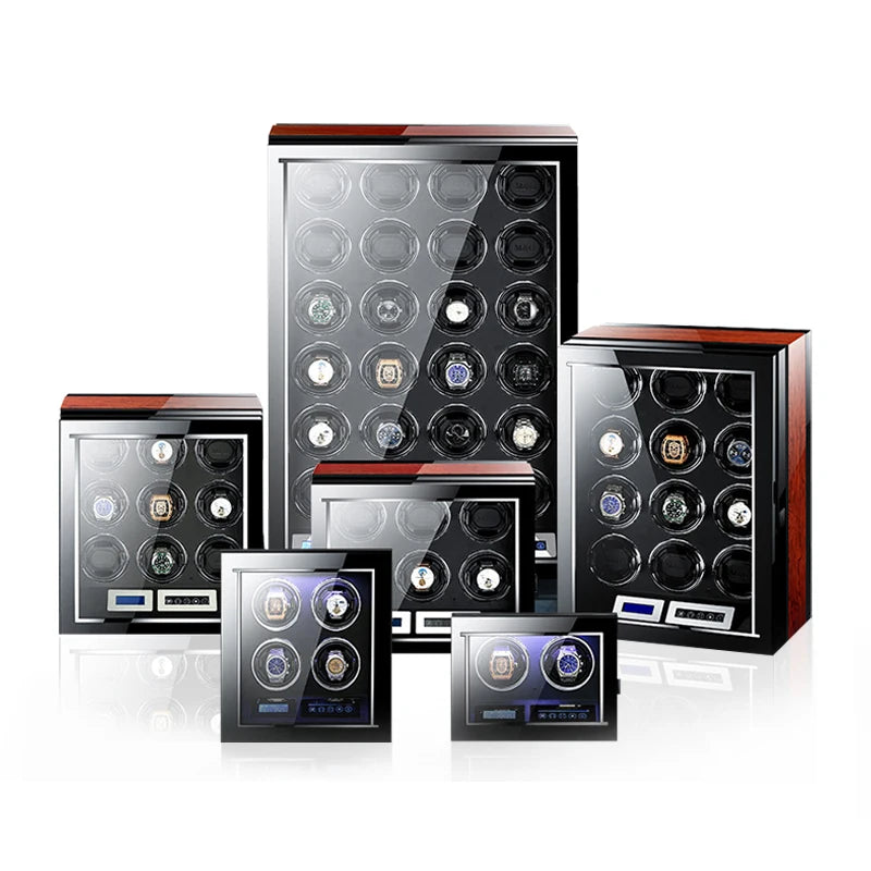 IBBETON High Quality Watch Winder for 2 4 6 9 Slot Automatic Watches with Mabuchi Motor LCD Touch Screen Wooden Watch Safe Box