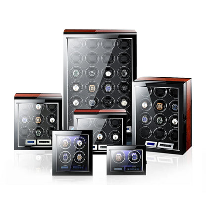 IBBETON High Quality Watch Winder for 2 4 6 9 Slot Automatic Watches with Mabuchi Motor LCD Touch Screen Wooden Watch Safe Box