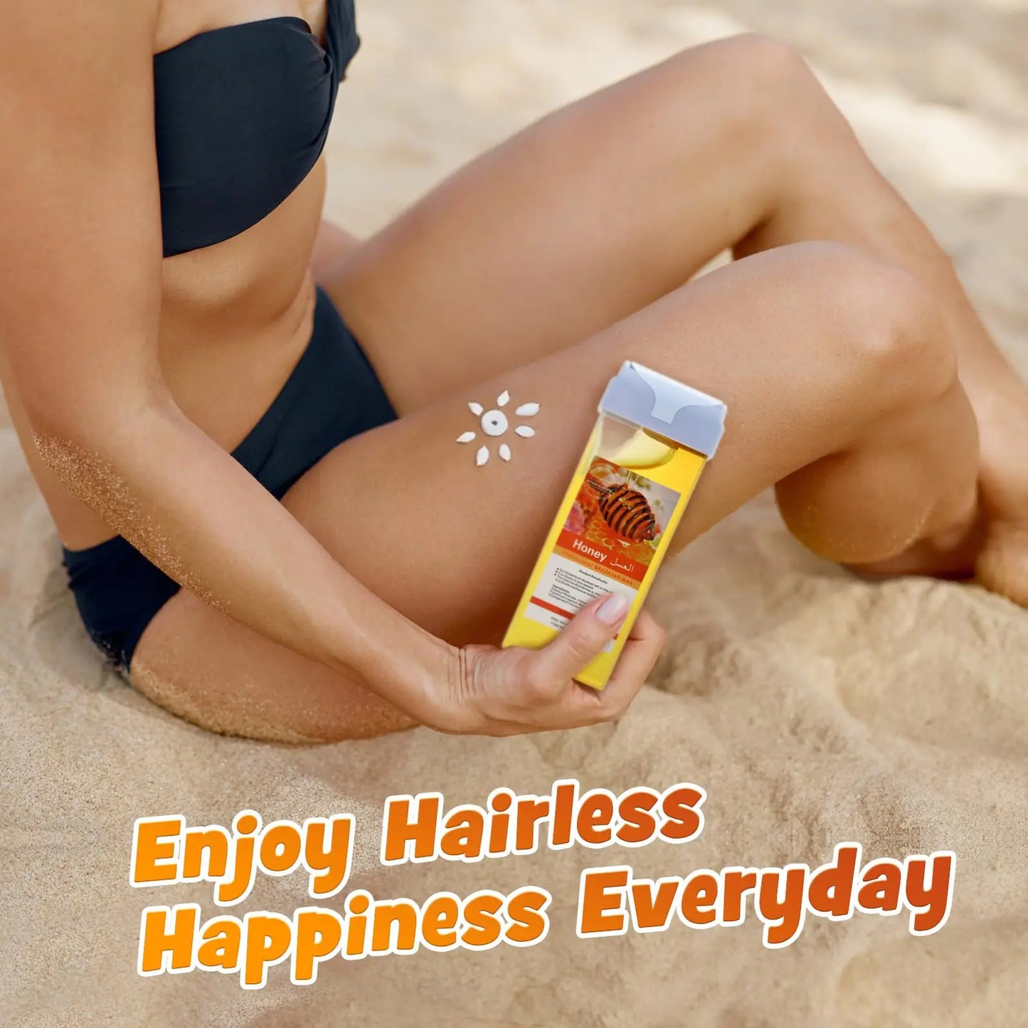 Painless Roll-On Wax Depilatory Honey & Aloe Vera Wax Cartridge for Bikini And Body Hair Removal Compatible with Wax Warmers