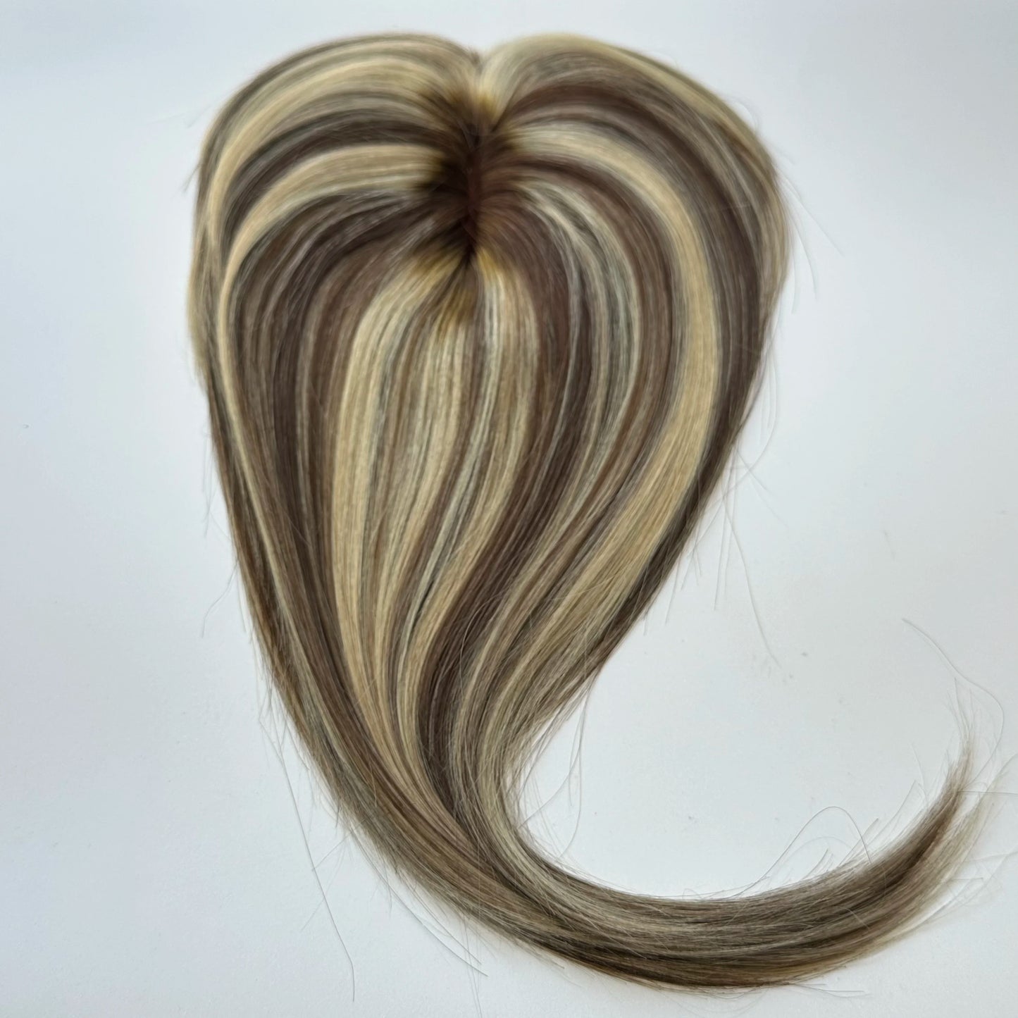 Hair Topper With Bangs Women 100% Human Hair Wigs Clip In Hairpieces Blonde Natural Straight Hair Topper Silk Base 35cm