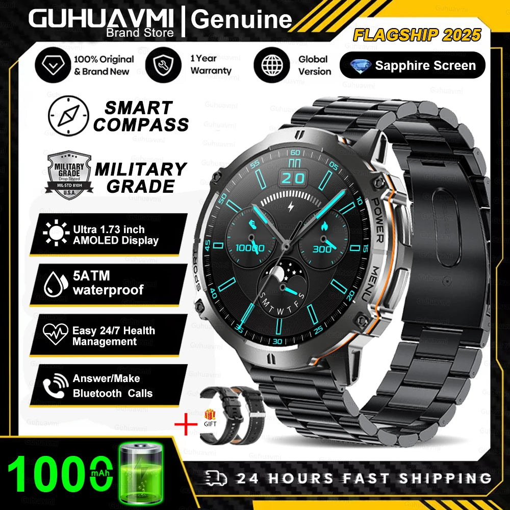 GUHUAVMI TANK X3 ULTRA 2 Smartwatch 1.73" AMOLED Screen 5ATM&IP69K Durable 1000mAh Battery GPS Sports Fitness Track Smart Watch
