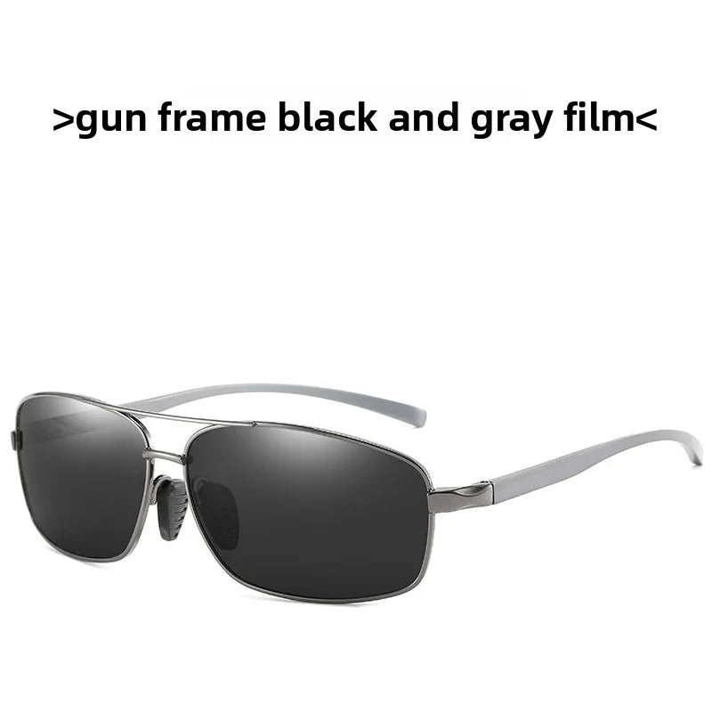 66-20 Men's Large Face Polarized Sunglasses Aluminum Magnesium Rectangular Glasses Driver Sunglasses Driving Glasses Have Degree