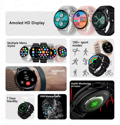 2024 New NFC Smart Watch Women 1.43 Inch AMOLED 466*466 HD Screen Always Display Sport Watch Women Bluetooth Call GPS Smartwatch
