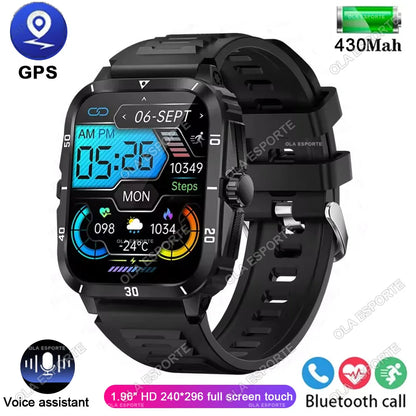 Men Sports Smart Watch 1.96'' Screen Blood Oxygen Bluetooth Talking Watch Multi Sports Modes IP68 Waterproof Outdoor Smart Watch