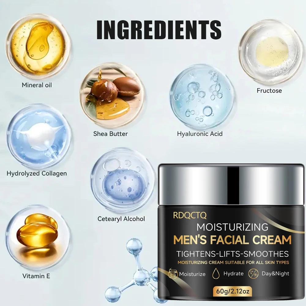RDQCTQ Men's Retinol Firming Face Cream Skincare  Brightening Smooth Wrinkles Facial Moisturizing Collagen Face Men Treatment