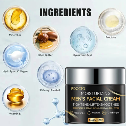 RDQCTQ Men's Retinol Firming Face Cream Skincare  Brightening Smooth Wrinkles Facial Moisturizing Collagen Face Men Treatment