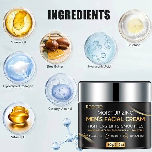 RDQCTQ Men's Retinol Firming Face Cream Skincare  Brightening Smooth Wrinkles Facial Moisturizing Collagen Face Men Treatment