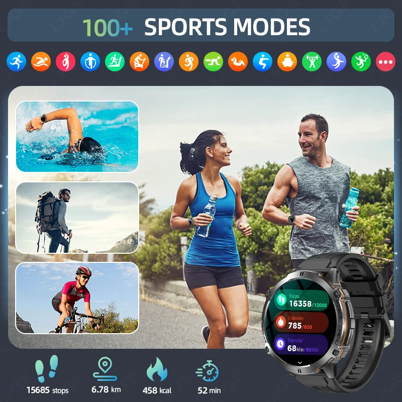 LIGE 2025 GPS Smart Watch Men Bluetooth Call 1ATM Waterproof Smartwatch Compass 1.73'' HD AMOLED 900mAh Fitness Sport Smartwatch