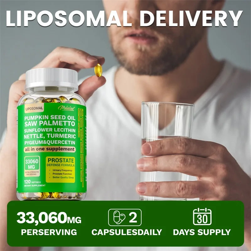 Prostate Support for Adult Men - Reduce Toilet Trips, Improve Sleep, Bladder Control, Relieve Hair Loss, Promote Hair Growth