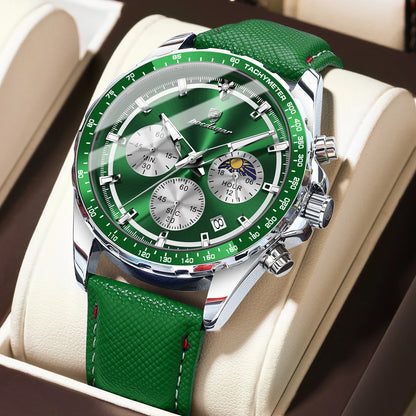POEDAGAR Original Luxury Men Clock Fashion Luminous Waterproof Chronograph Date Watch For Man Leather Quartz Men's Watches Reloj