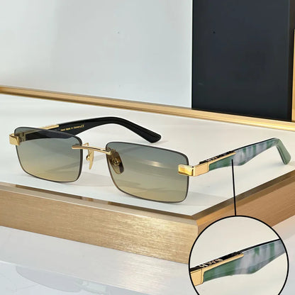 THE ARTIST III Designer Rimless Sunglasses Rectangle Men Alloy Acetate Germany Brand Trendy Classical High Quality Women UV400