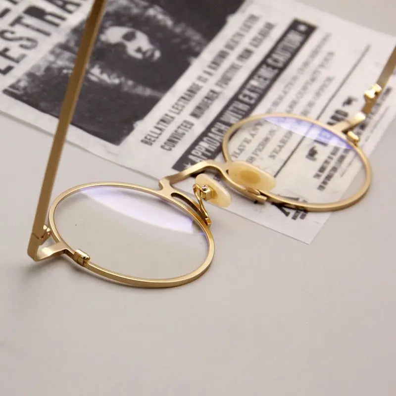 MOMOJA Small Face Retro Round Pure Titanium Glasses Men and Women Ultra-light Fashion Optical Prescription Eyeglasses Frames V10