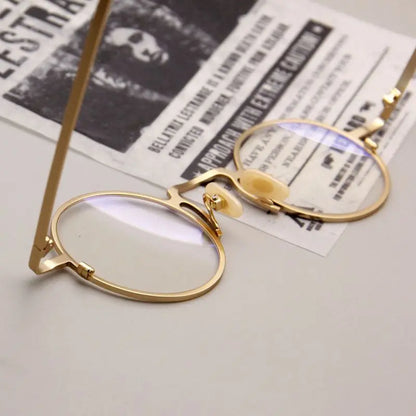 MOMOJA Small Face Retro Round Pure Titanium Glasses Men and Women Ultra-light Fashion Optical Prescription Eyeglasses Frames V10