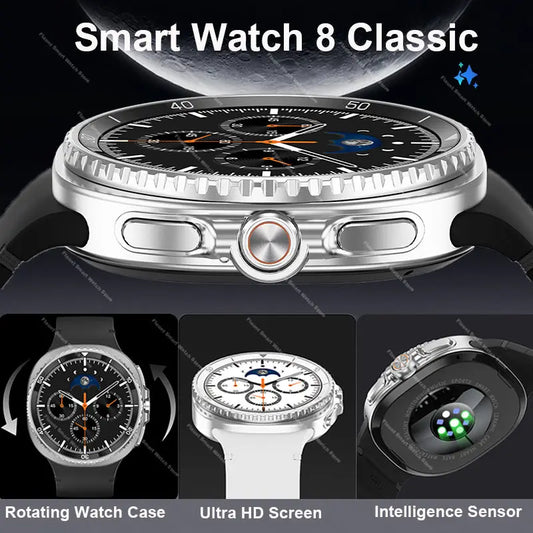 2025 New Smart Watch 8 Classic 46mm Ultra HD Screen ChatGPT GPS NFC Compass Clock Bluetooth Call Waterproof Smartwatch Men Women