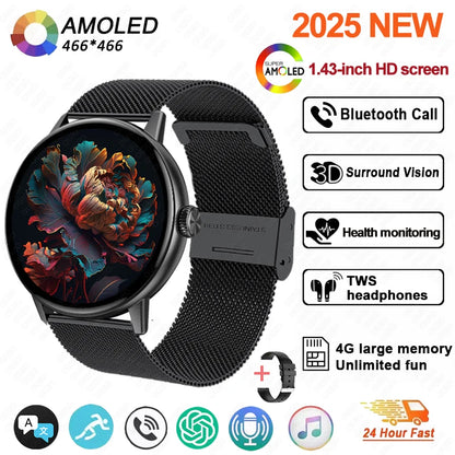 New 3D Surround Vision Smart Watch Built-in App 4GB large Memory Built-in photo album TWS Headphone IP68 Waterproof Smart Watch
