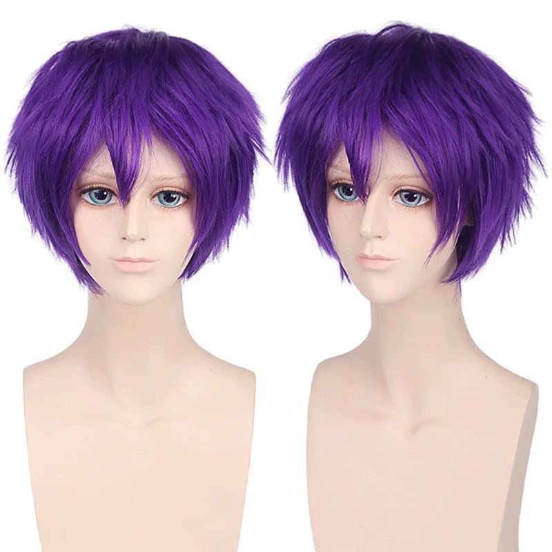 New Concubine Synthetic Bob Men's Short Straight Hair Cover Fake Cosplay Wig Ombre Green Black Blue Blonde Hairpiece