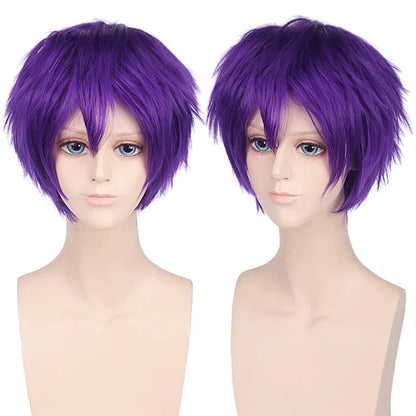 New Concubine Synthetic Bob Men's Short Straight Hair Cover Fake Cosplay Wig Ombre Green Black Blue Blonde Hairpiece