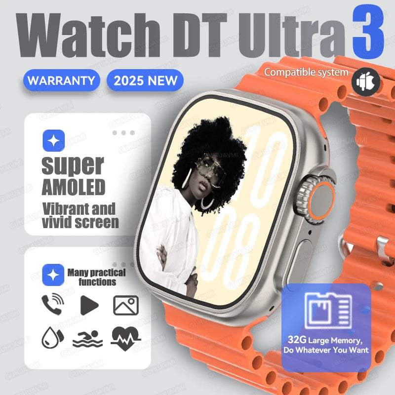 2025 New Original Watch DT Ultra 3 Pro Smart Watch Men Google Map NFC GPS Tracker HD BT Call IP68 Waterproof Smart Watches Women