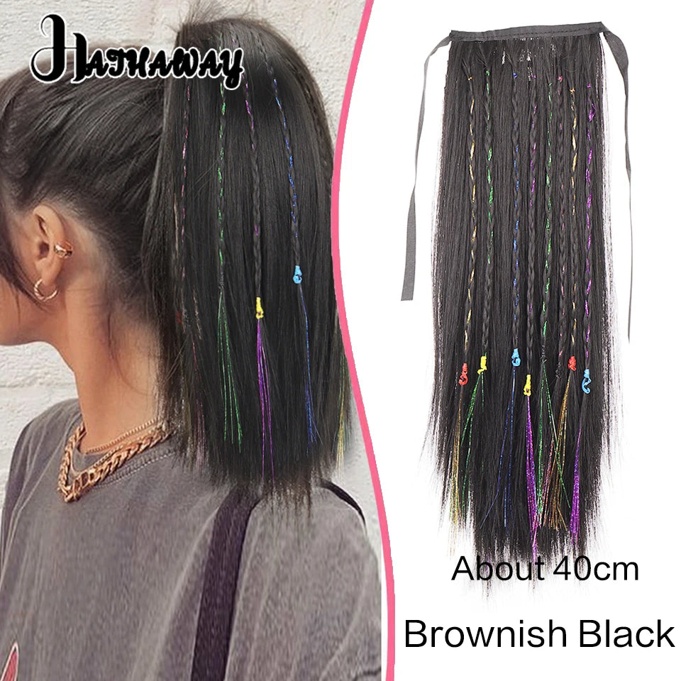 14 Inch Wavy Long Curly Hair Strap-type Pear Flower Curly Wig Ponytail Female Synthetic Fluffy Natural Shopping Commuting Wear