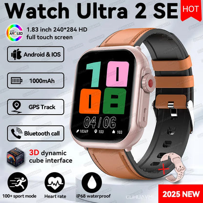 2025 New 1000mAh Long Battery Life Smartwatch Men Bluetooth Call Waterproof 1.83 inch Full Touch Fitness Sport Smart Watch Women