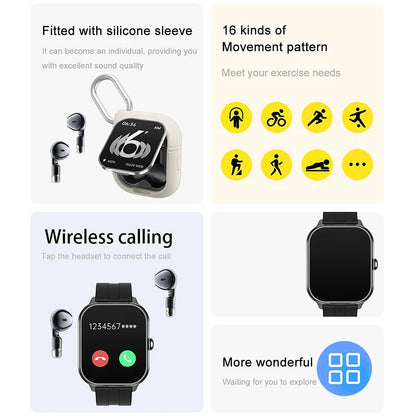 2024 New NFC Smart Watch TWS 2-in-1 Bluetooth Earphones Bluetooth Call Movement Track Tracker Men's and Women's Smart Watches