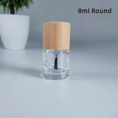 5ml 10ml 15ml Glass Nail Oil Bottle Hair Brush Nail Glue Bottle Bottling Solid Wood and Bamboo Cover Nail Oil Bottle Wholesale