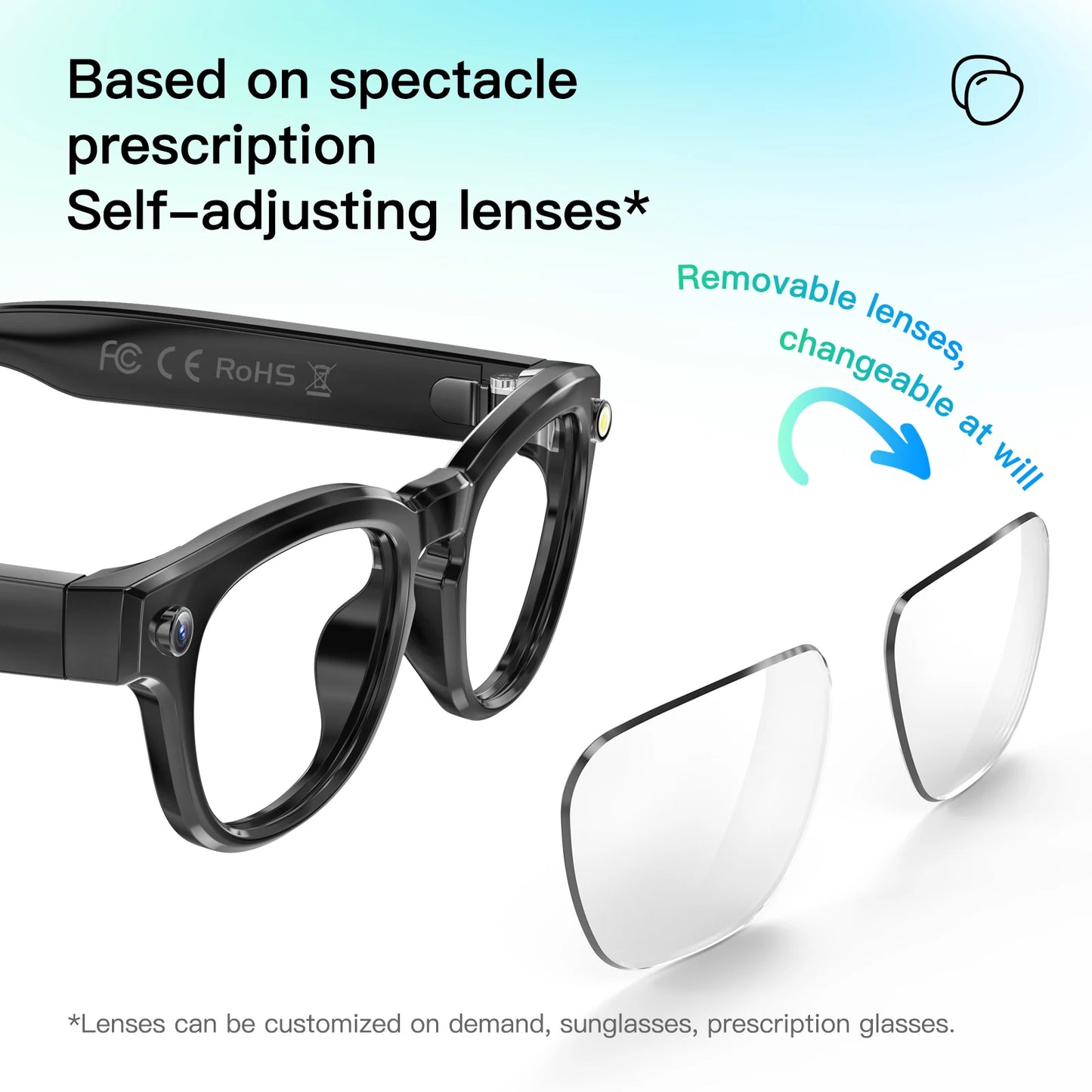 LIGE 200W Video Shoot Camera Smart Glasses Open Ear Sound Speakers Bluetooth Calling Wearable Smart Photochromic Lens Sunglasses