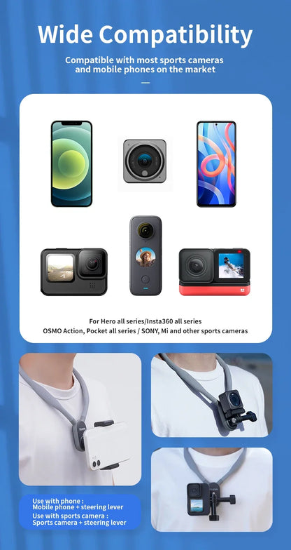 TELESIN Neck Hold Mount for GoPro Hero 13 12 11 10 9 8 7 6 5 Insta360 DJI Osmo Action Smartphone Magnetic GoPro Accessories