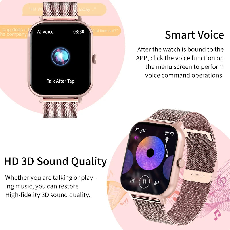 LIGE Women Smartwatch Bluetooth Answer Call Voice Assistant Whatsapp Reminder Men Smart Watch Sports Fitness Waterproof Watches