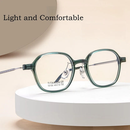 YIMARUILI Trendy Fashion Polygonal Men's Eyewear Ultra-Light Retro TR90 Titanium Optical Prescription Women's Eyeglass Frame 05X