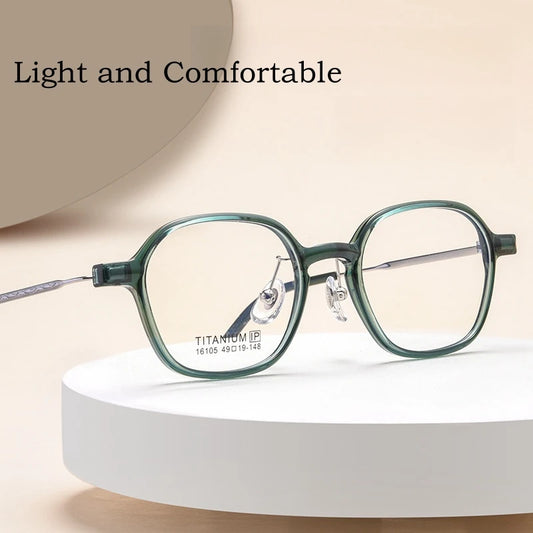 YIMARUILI Trendy Fashion Polygonal Men's Eyewear Ultra-Light Retro TR90 Titanium Optical Prescription Women's Eyeglass Frame 05X