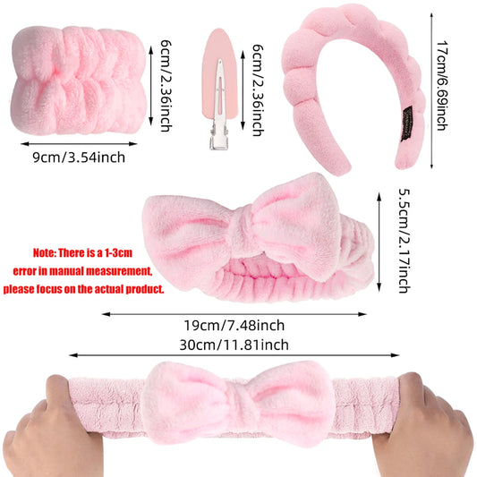 3/7pcs Makeup Headband Set Skincare Headbands Sponge Cloth With hairpin Wristband For Women Girl Washing Face Spa Accessories