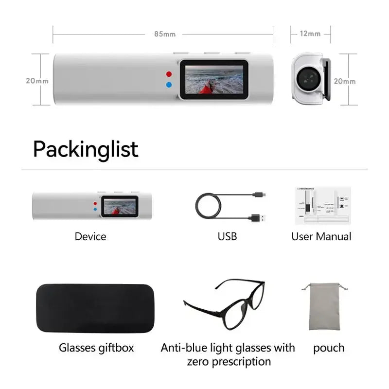 Xiaomi S110 FPV Eyeglasses Camera HD Video Shooting Micro-camera, 0.96'' IPS Screen 250mAh Battery WiFi APP Sound Recording