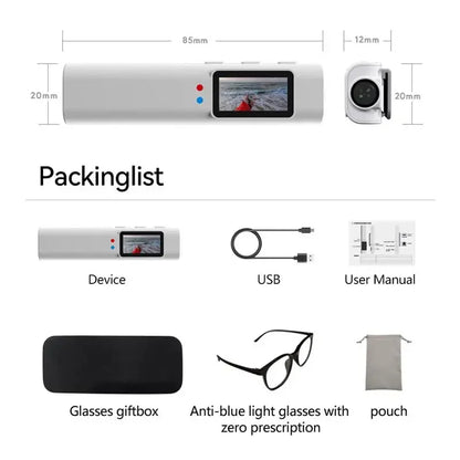 Xiaomi S110 FPV Eyeglasses Camera HD Video Shooting Micro-camera, 0.96'' IPS Screen 250mAh Battery WiFi APP Sound Recording